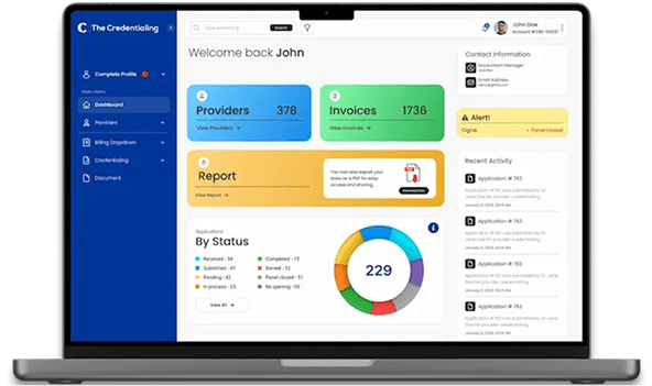 TheCredentialing Digital Portal Dashboard