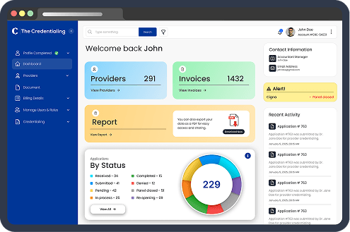 TheCredentialing Digital Portal Dashboard