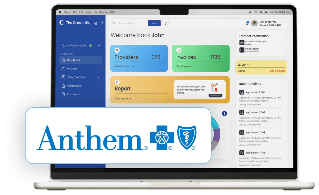 The Credentialing Portal Dashboard with Anthem