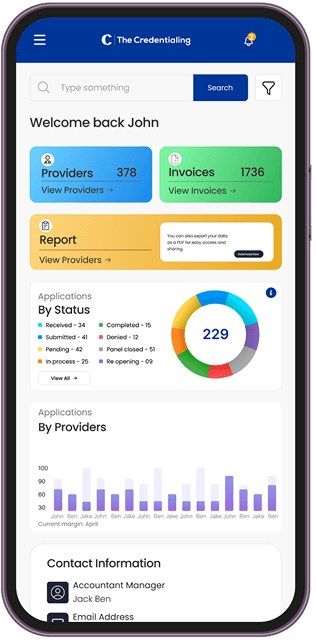 TheCredentialing Mobile Dashboard