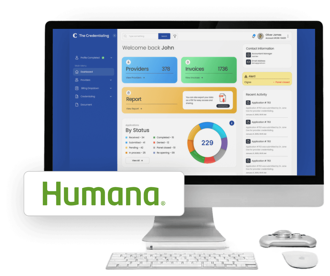 The Credentialing Portal Dashboard with Humana