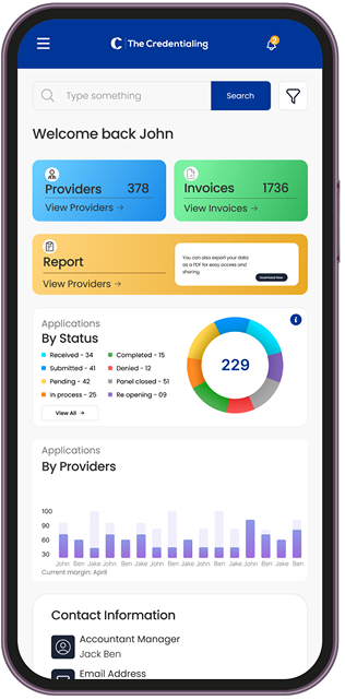TheCredentialing Portal Mobile Preview